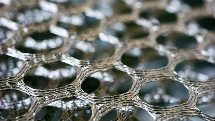 a close up view of a metal mesh